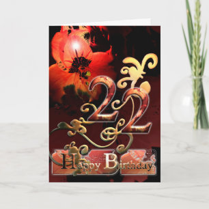 Lily Dream flower Happy 22 Birthday faux gilded Card