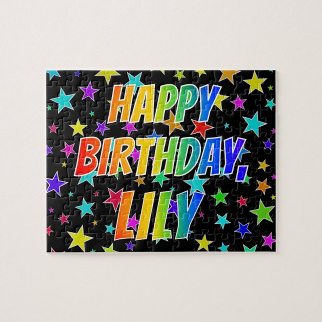 "LILY" First Name, Fun "HAPPY BIRTHDAY" Jigsaw Puzzle (Horizontal)