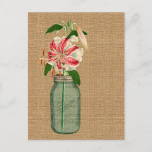 Lily fleur dans un pot Mason Postcard