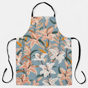 Lily Floral Blue Vintage Print Apron