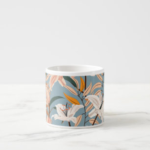 Lily Floral Blue Vintage Print Espresso Cup