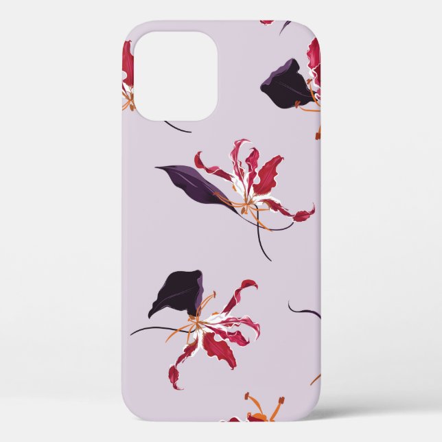 Lily floral hand drawn illustration pattern Case-Mate iPhone case (Back)