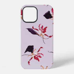 Lily floral hand drawn illustration pattern iPhone 12 case