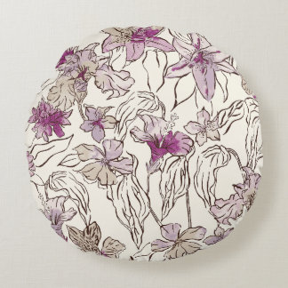 Lily Floral Throw Pillow/Cushion Round Cushion