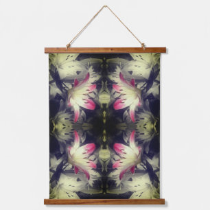 Lily Flower Black And White Partial Color Abstract Hanging Tapestry