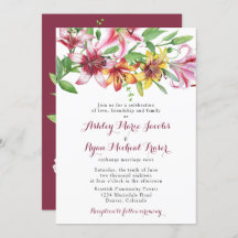 Lily Flower Bouquet Wedding Invitation