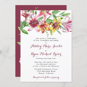 Lily Flower Bouquet Wedding Invitation