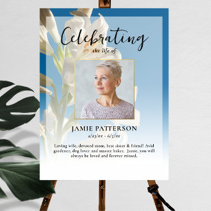 Lily Flower Celebration of Life Photo Funeral  Poster