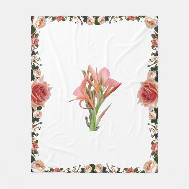 Lily Flower Fleece Blanket (Front)