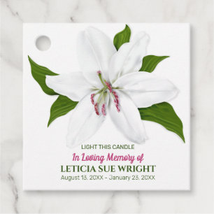 Lily Flower Funeral Memorial Favour Tags