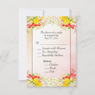 Lily Flower Garden RSVP w Entree Choice Card