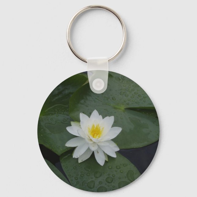 Lily Flower in Lily Pads Key Ring (Front)