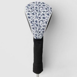 Lily Flower Ink Sketched Pattern Golf Head Cover