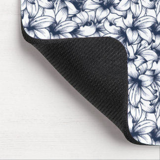 Lily Flower Ink Sketched Pattern Mouse Pad