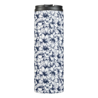 Lily Flower Ink Sketched Pattern Thermal Tumbler