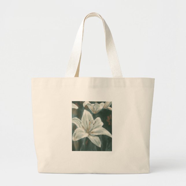 Lily Flower Painting Large Tote Bag (Front)
