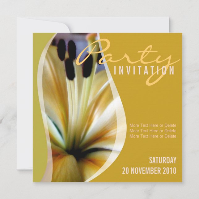 Lily Flower Party + All Occasion Invitation (Front)