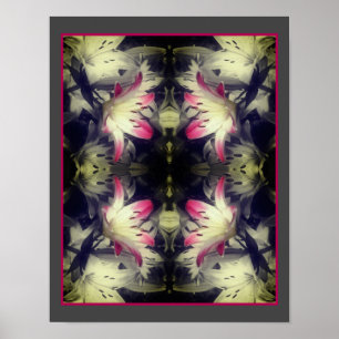 Lily Flowers Black And White Partial Abstract Poster