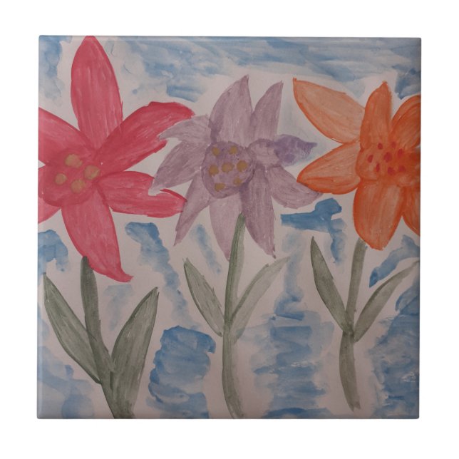 Lily Flowers Ceramic Tile (Front)