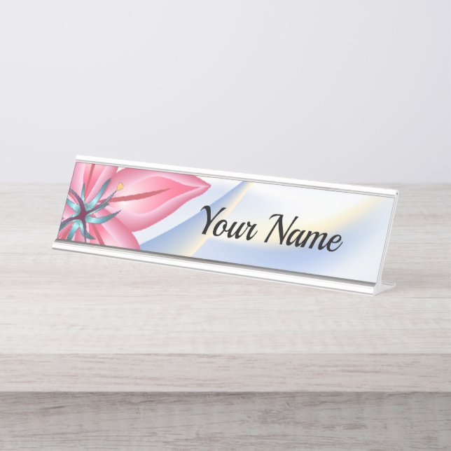 Lily Flowers Desk Name Plate (Front)