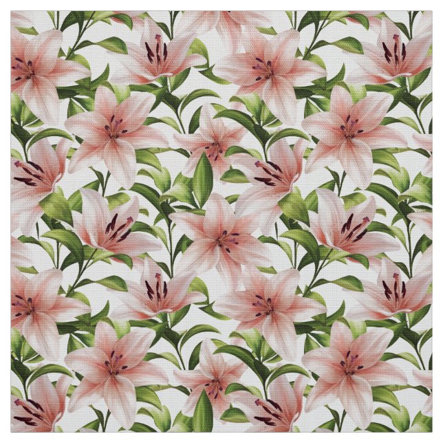 Lily flowers. Floral pattern Fabric (Swatch)