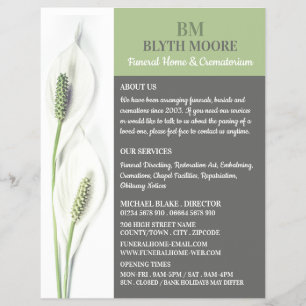 Lily Flowers, Funeral Home, Directors Flyer