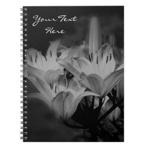 Lily Flowers In Black And White Notebook