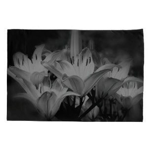 Lily Flowers In Black And White Pillowcase