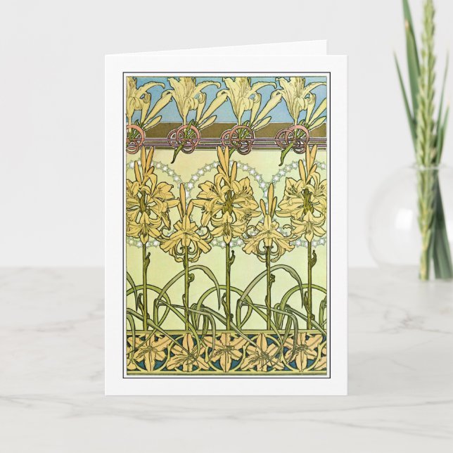 Lily Flowers of Art Nouveau Style, Mucha Card (Front)