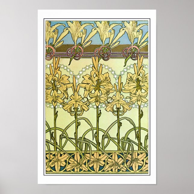 Lily Flowers of Art Nouveau Style, Mucha Poster (Front)