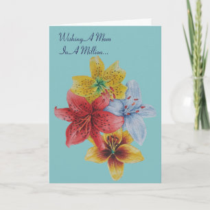 lily flowers pretty floral with verse for mum card