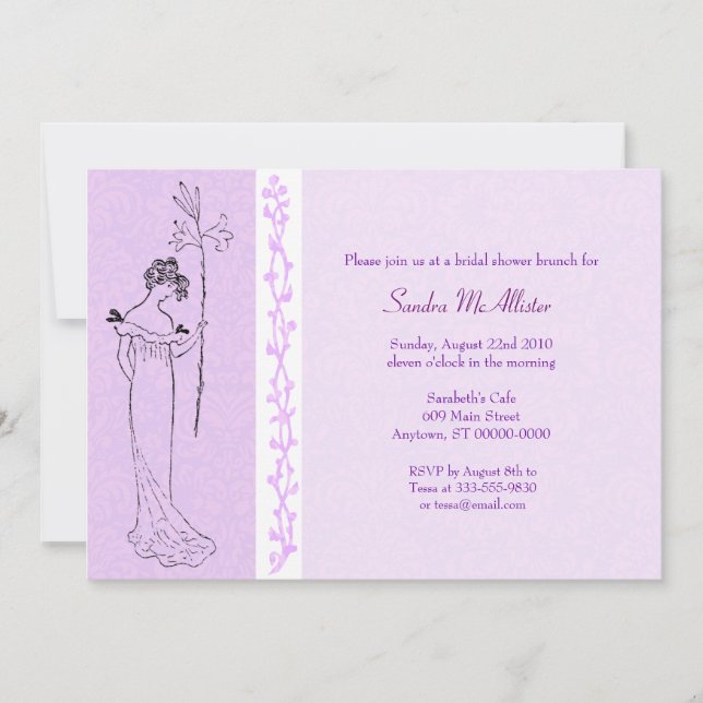 Lily Girl Bridal Shower Lilac Invitation (Front)