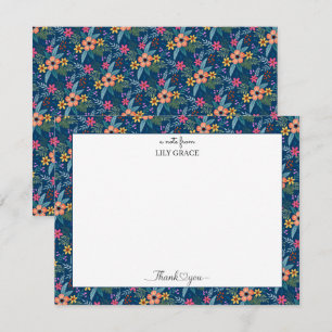 Lily Grace Navy Floral Personalised Thank You Card