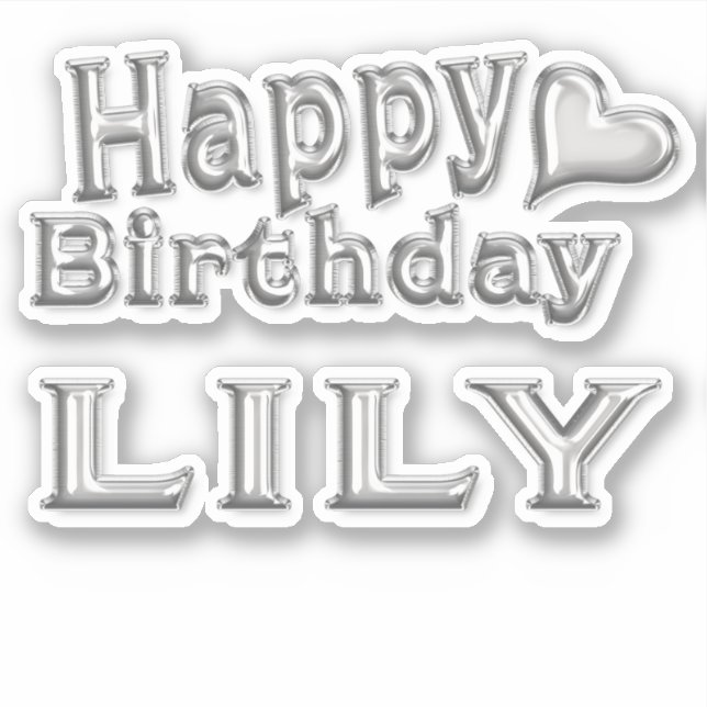 Lily Happy Birthday silver Sticker (Front)