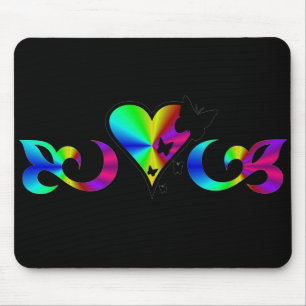 Lily Heart and Butterfy - rainbowart Mouse Pad