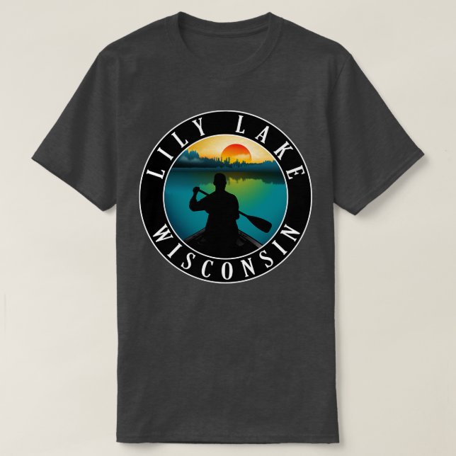 Lily Lake Wisconsin Canoeing T-Shirt (Design Front)