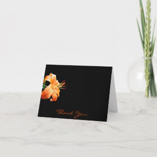 Lily Love: Orange Lily on Black Thank You Card