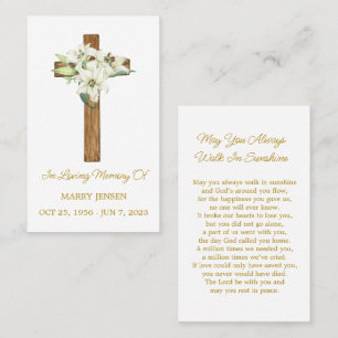 Lily Memorial Funeral Prayer Card