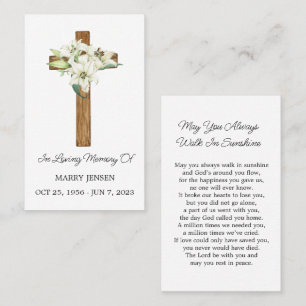 Lily Memorial Funeral Prayer Card