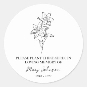 Lily Memorial Funeral Seed Packet Classic Round Sticker
