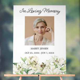 Lily Memorial Photo Funeral Acrylic Sign