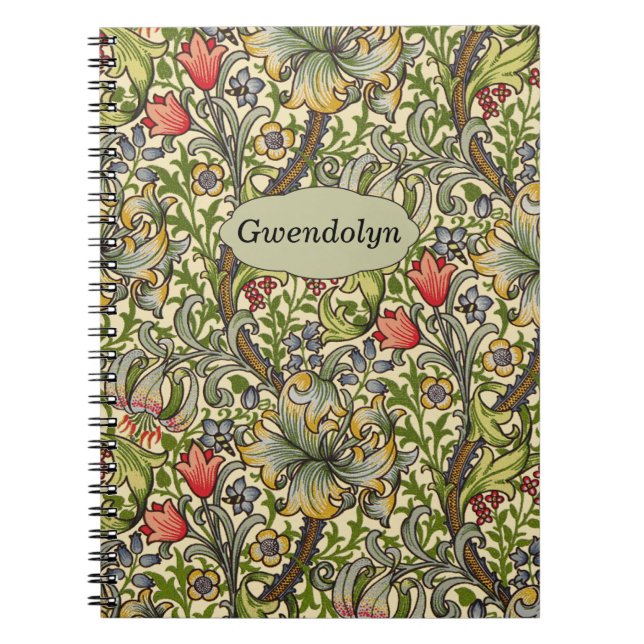 Lily Morris Vintage Floral Personalised Monogram Notebook (Front)