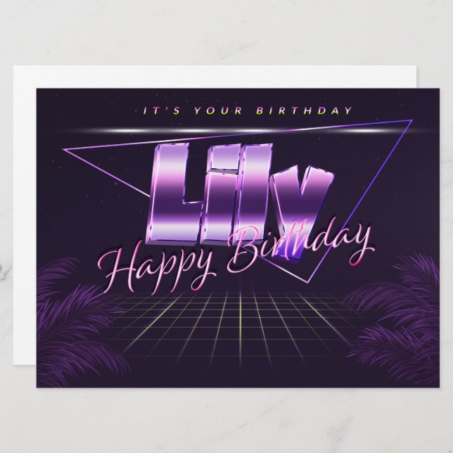 Lily name First name pura retro card Birthday (Front/Back)