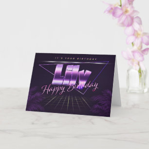 Lily Name Vorname lila retro Karte Geburtstag Card