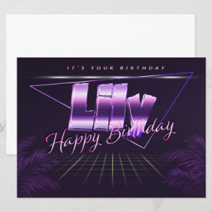 Lily Name Vorname lila retro Karte Geburtstag Card