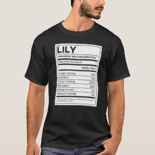 Lily Nutrition Information Problem Solving Hard Wo T-Shirt
