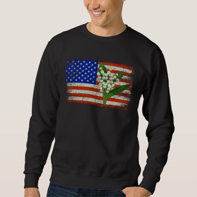 Lily Of The Valley American Flag USA Sweatshirt (Front)