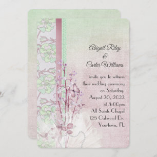 lily of the valley and butterfly with pearls invitation