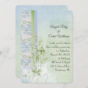 lily of the valley and butterfly with pearls invitation