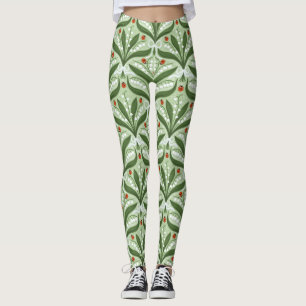 Lily of the valley and ladybugs symmetry in green, leggings